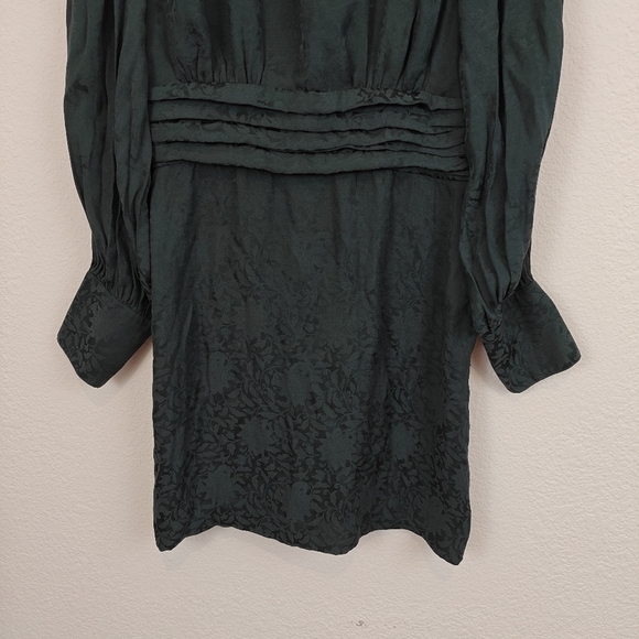 & Other Stories Gathers Long Sleeves Floral Jacquard Mini Dress Size 4 - Picture 4 of 14